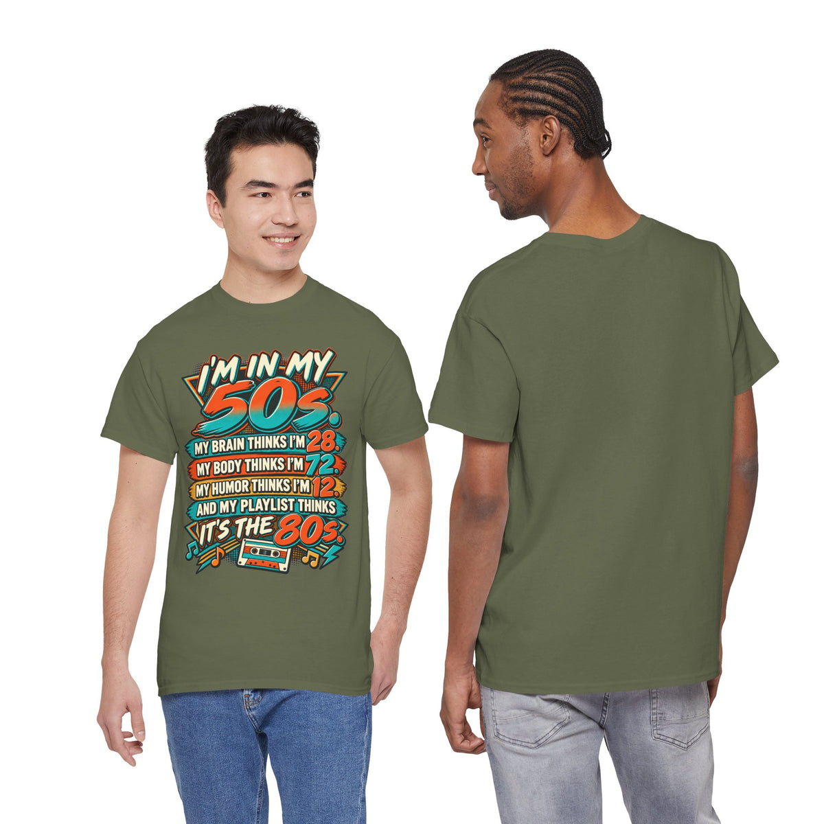 Retro 50s Birthday T‑Shirt — "I'm in My 50s" 80s Playlist Cassette Tee