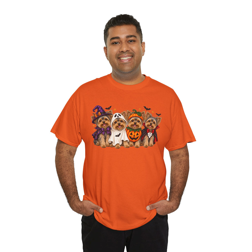 Halloween Yorkie T-Shirt — Cute Yorkies in Costumes (Pumpkin, Ghost, Witch, Vampire)