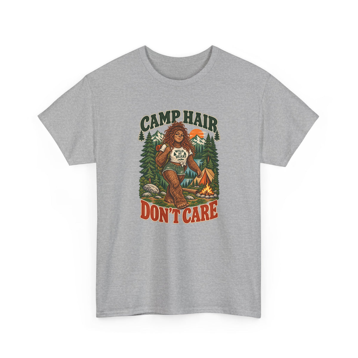 Camp Hair Don't Care T-Shirt — Retro Camping Graphic Tee