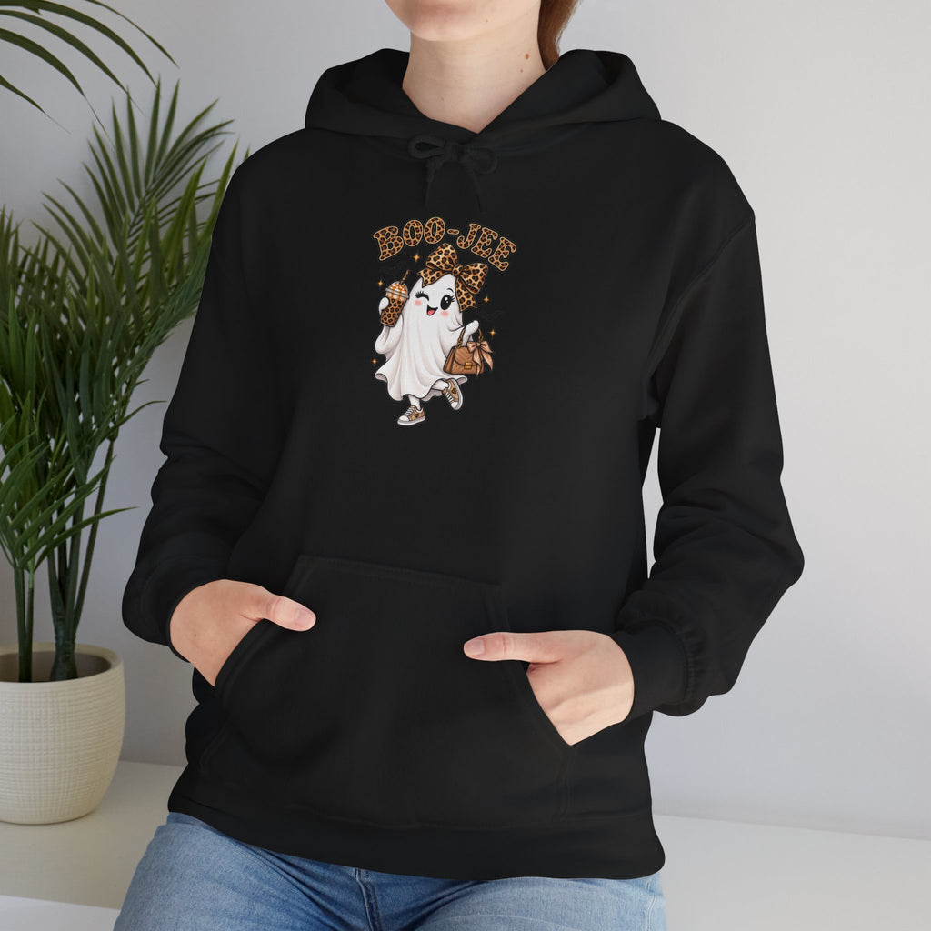 Leopard Bow Ghost Hoodie — Cute Halloween Pumpkin Sweatshirt