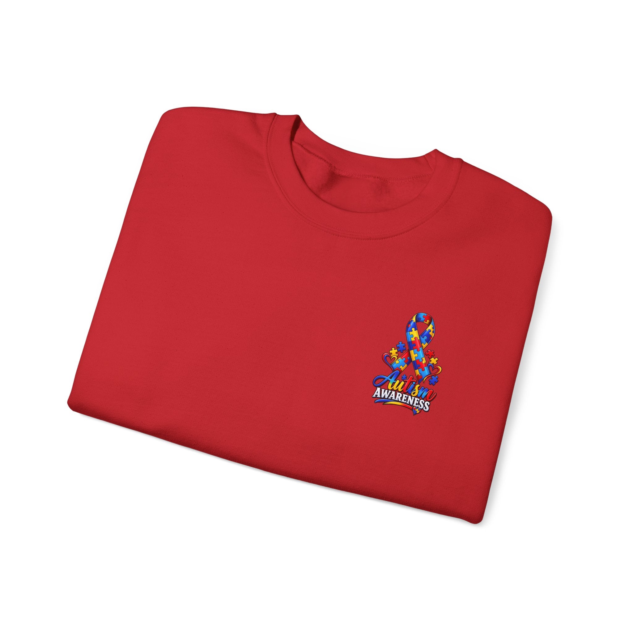 Autism Awareness Crewneck Sweatshirt — "Color Outside the Lines" Puzzle Ribbon Design