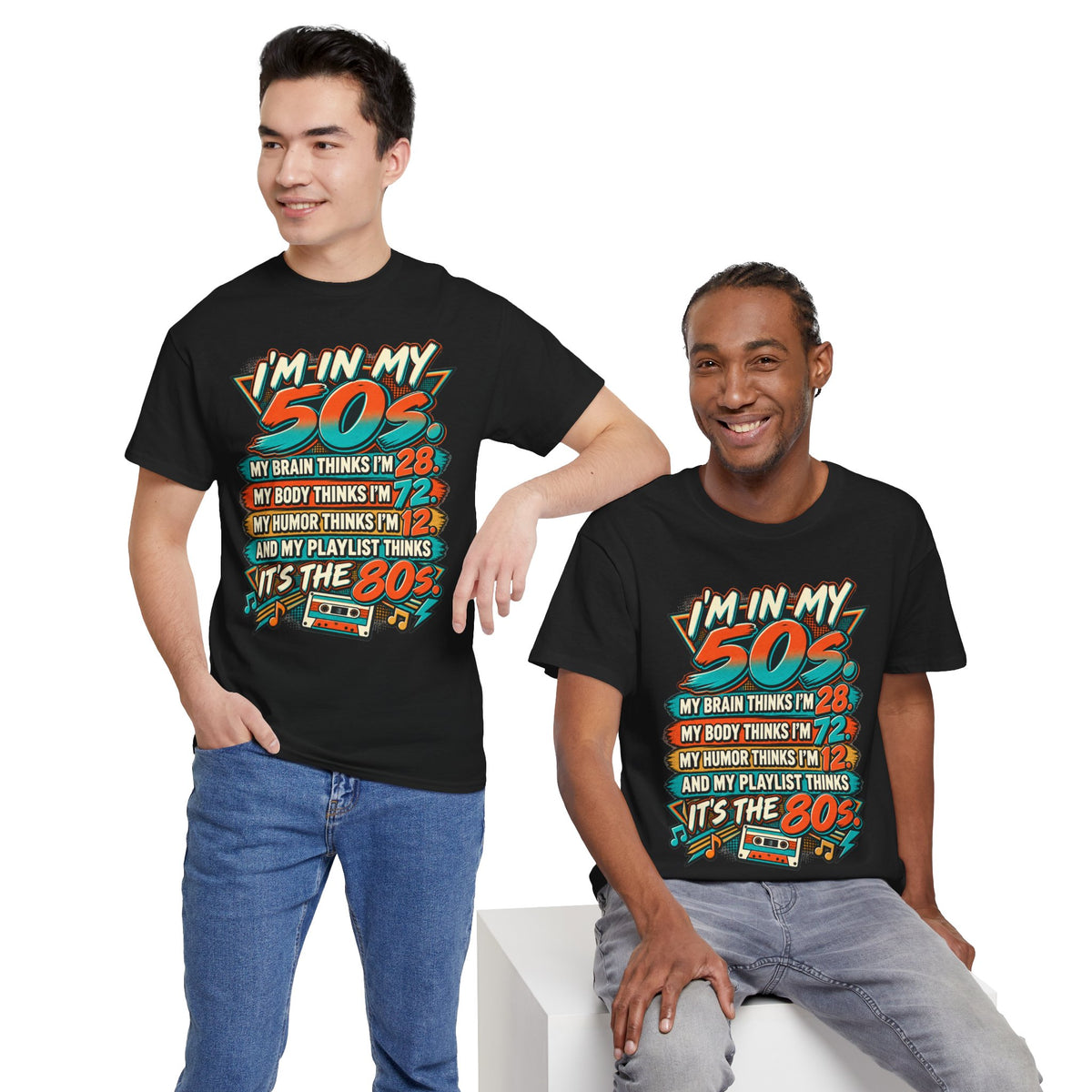 Retro 50s Birthday T‑Shirt — "I'm in My 50s" 80s Playlist Cassette Tee