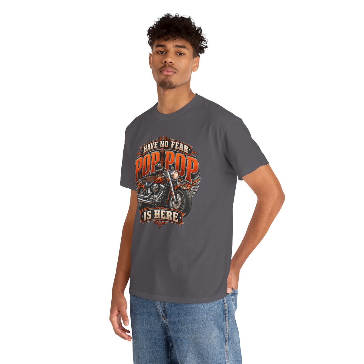 Pop Pop Is Here Motorcycle Dad T-Shirt