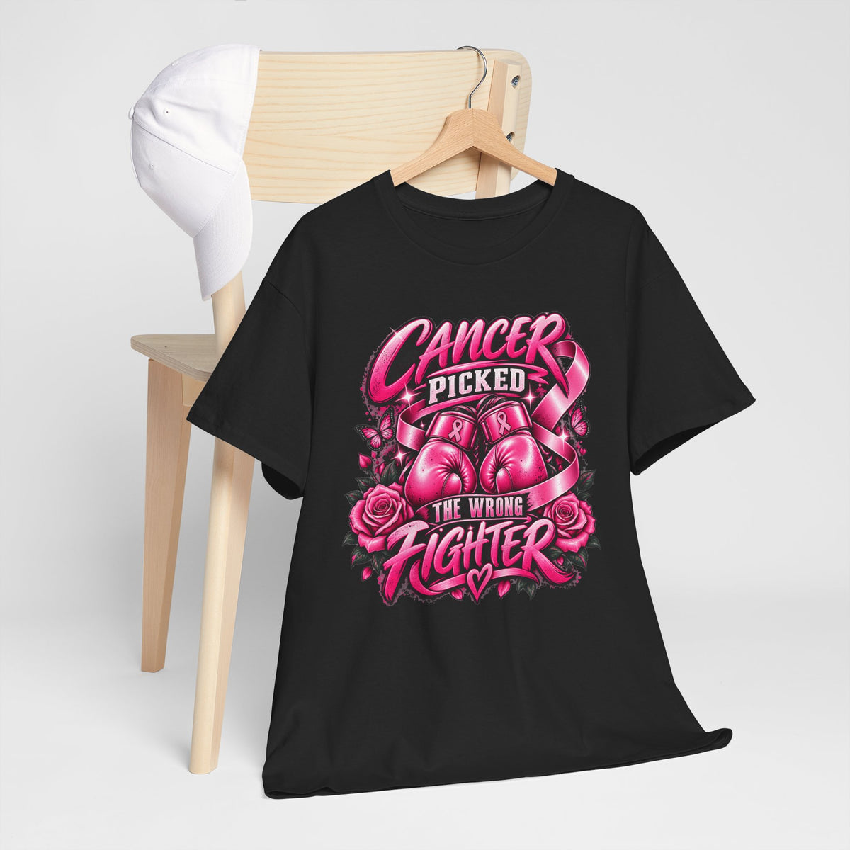 Cancer Picked The Wrong Fighter T-Shirt — Breast Cancer Awareness Support Tee