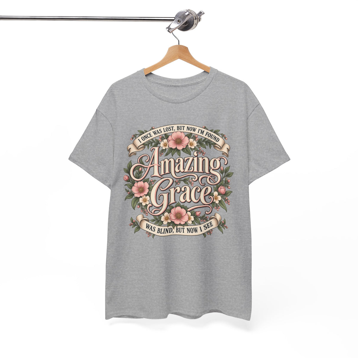Amazing Grace Floral T-Shirt — Vintage Christian Faith Tee