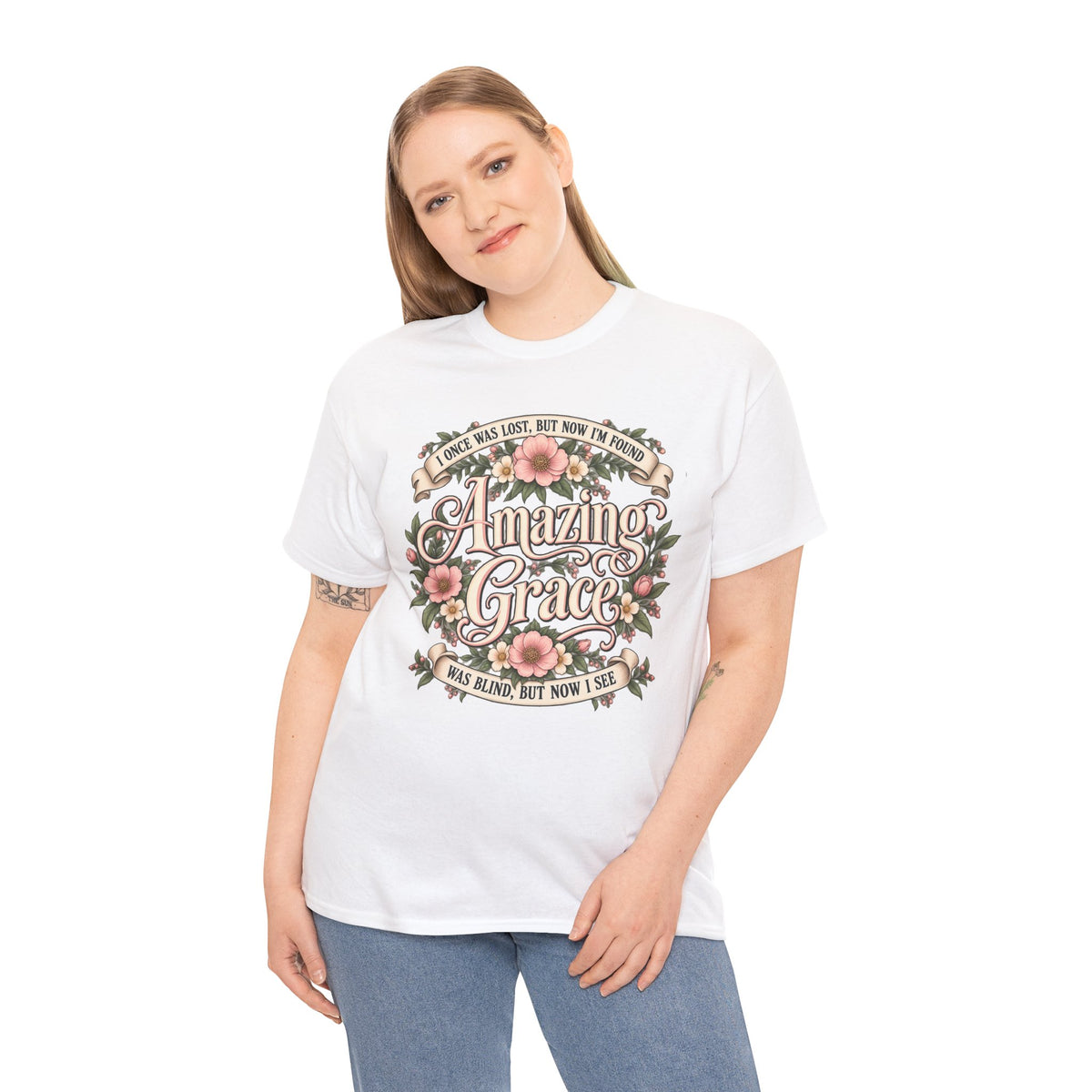 Amazing Grace Floral T-Shirt — Vintage Christian Faith Tee