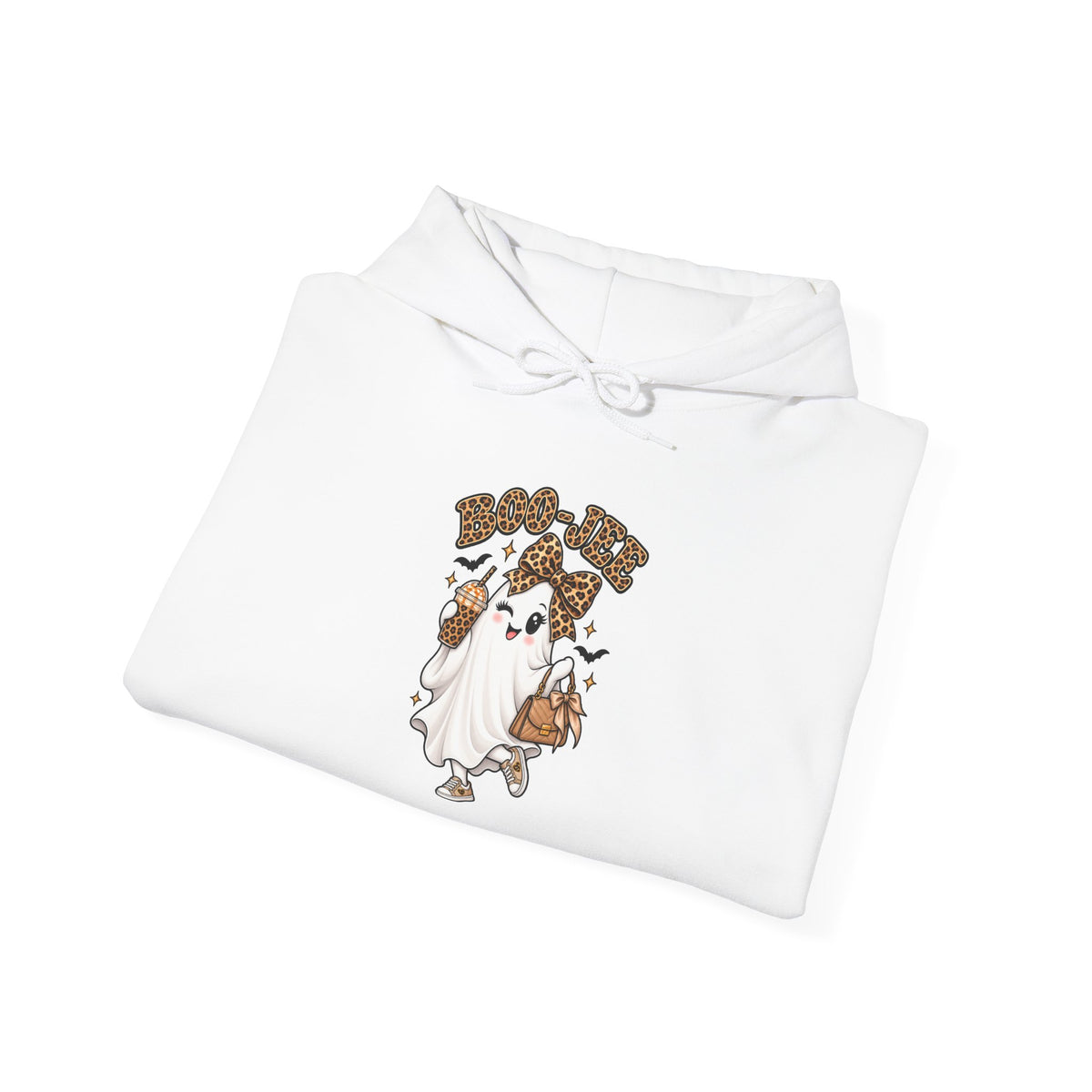 Leopard Bow Ghost Hoodie — Cute Halloween Pumpkin Sweatshirt