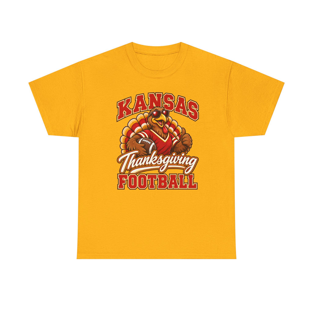 Kansas Thanksgiving Football T‑Shirt — Turkey Mascot Holiday Game Tee