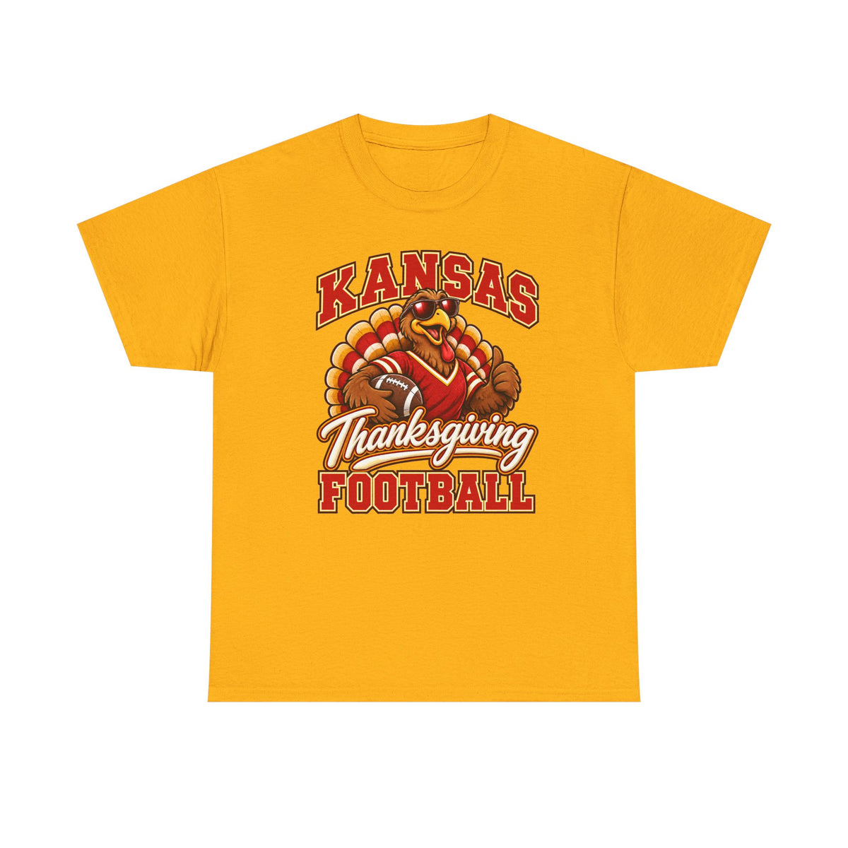Kansas Thanksgiving Football T‑Shirt — Turkey Mascot Holiday Game Tee
