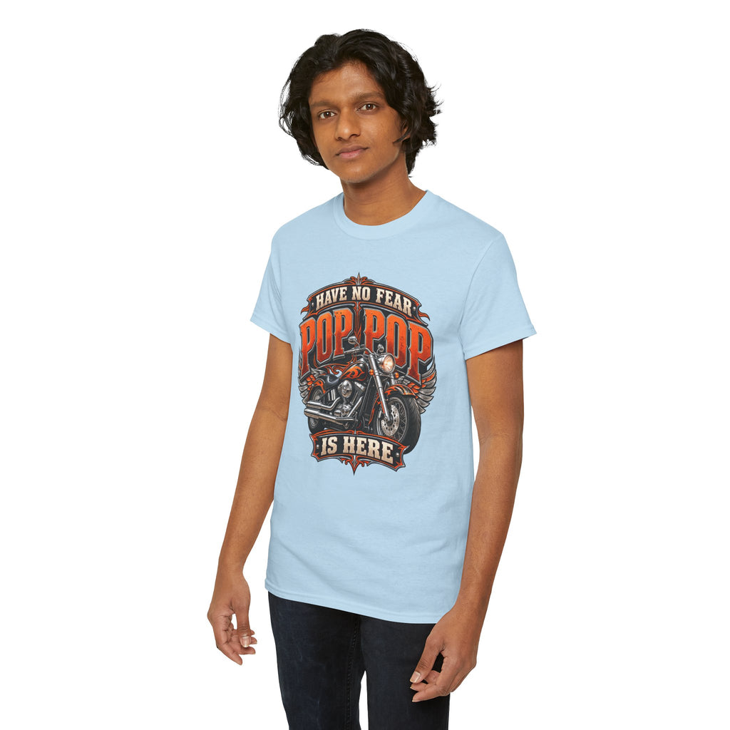 Pop Pop Is Here Motorcycle Dad T-Shirt