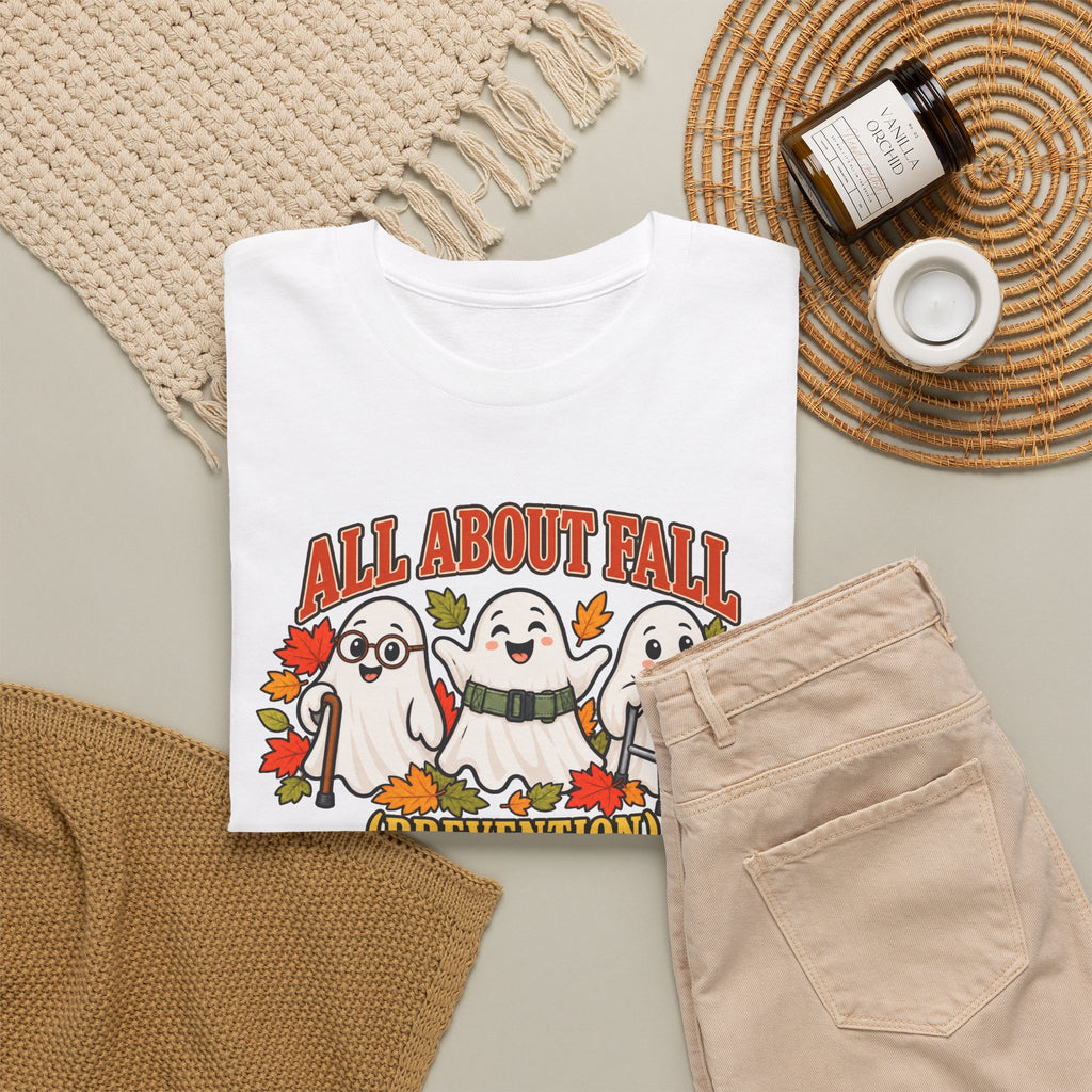 All About Fall (Prevention) Ghost Tee — Cute Halloween Autumn T-Shirt