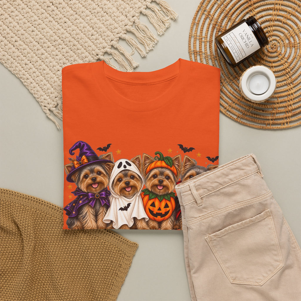 Halloween Yorkie T-Shirt — Cute Yorkies in Costumes (Pumpkin, Ghost, Witch, Vampire)