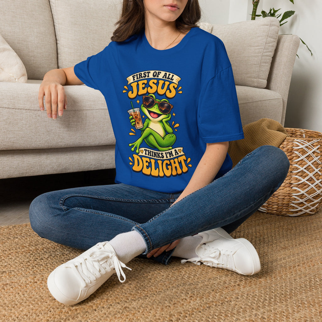 Jesus Frog T-Shirt — "First of All Jesus" Cute Frog Christian Tee