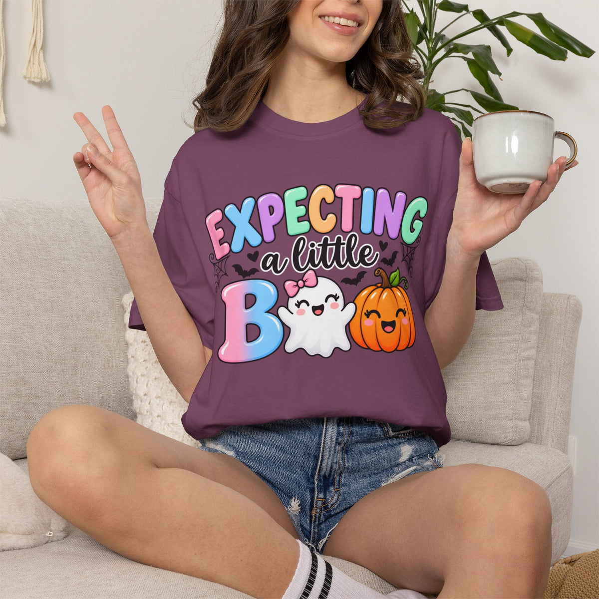 Expecting a Little Boo Maternity T-Shirt — Cute Halloween Pregnancy Tee