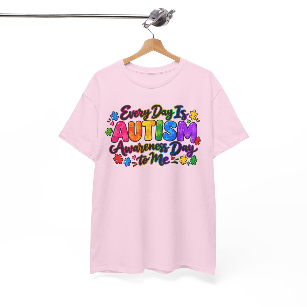 Autism Awareness T-Shirt — "Every Day Is Autism Awareness Day to Me" Colorful Puzzle Tee