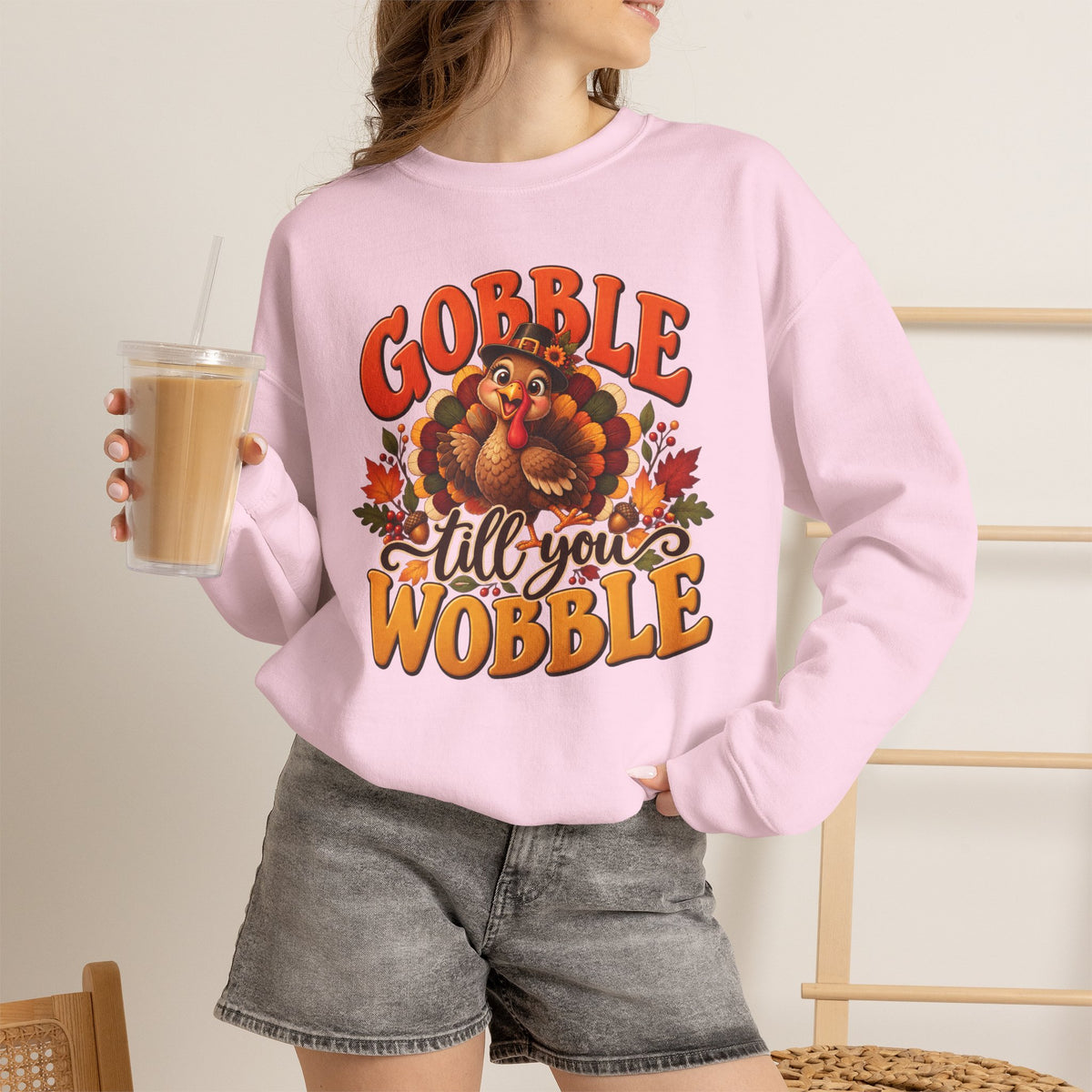 Thanksgiving Turkey 'Gobble Till You Wobble' Crewneck Sweatshirt