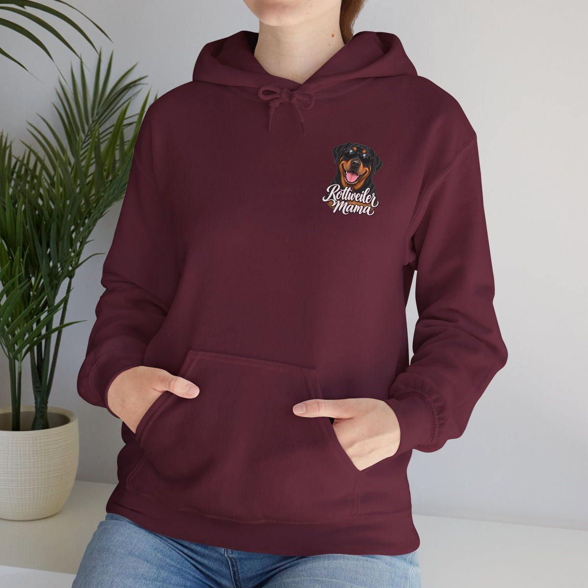 Rottweiler Mama Hoodie — Cute Rottie Portrait Pullover for Dog Moms