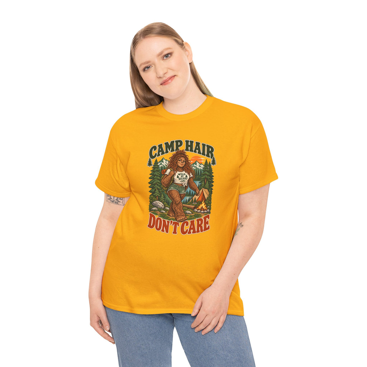 Camp Hair Don't Care T-Shirt — Retro Camping Graphic Tee