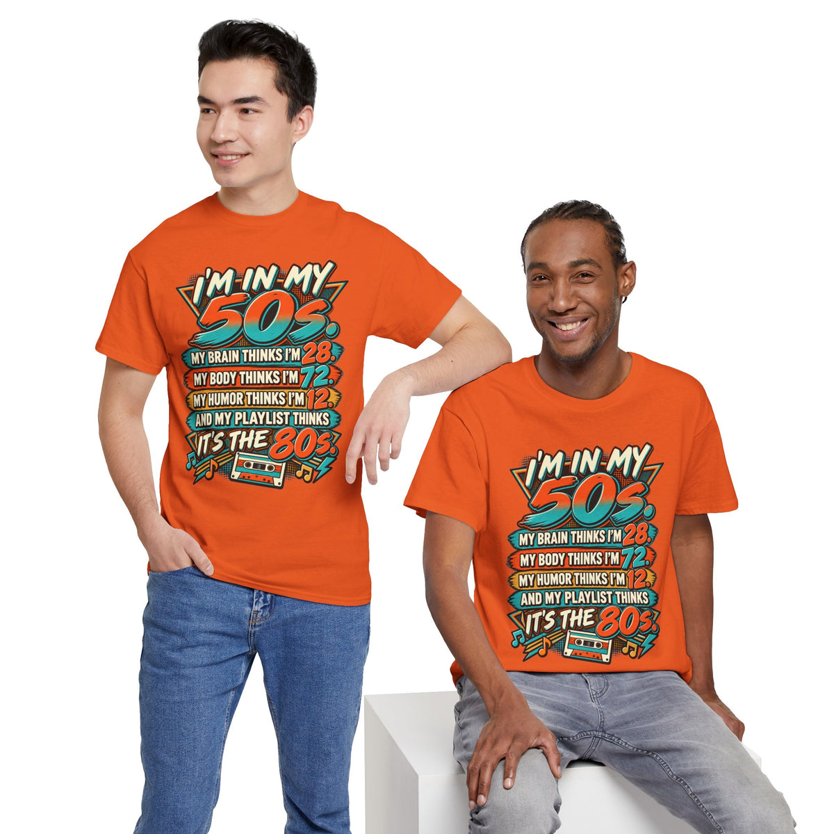 Retro 50s Birthday T‑Shirt — "I'm in My 50s" 80s Playlist Cassette Tee