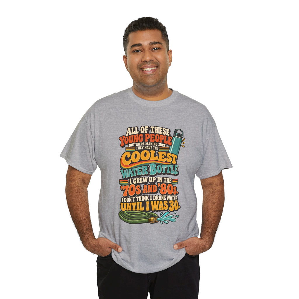 Retro 70s-80s Funny Water Bottle Tee — "Coolest Water Bottle" Graphic T-Shirt