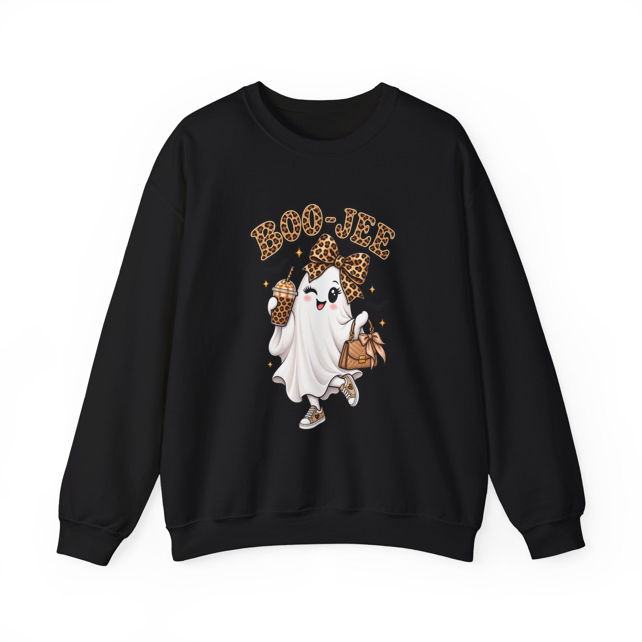 Cute Ghost Sweatshirt – Leopard Print Halloween Crewneck | Funny Boo Shirt Gift for Her