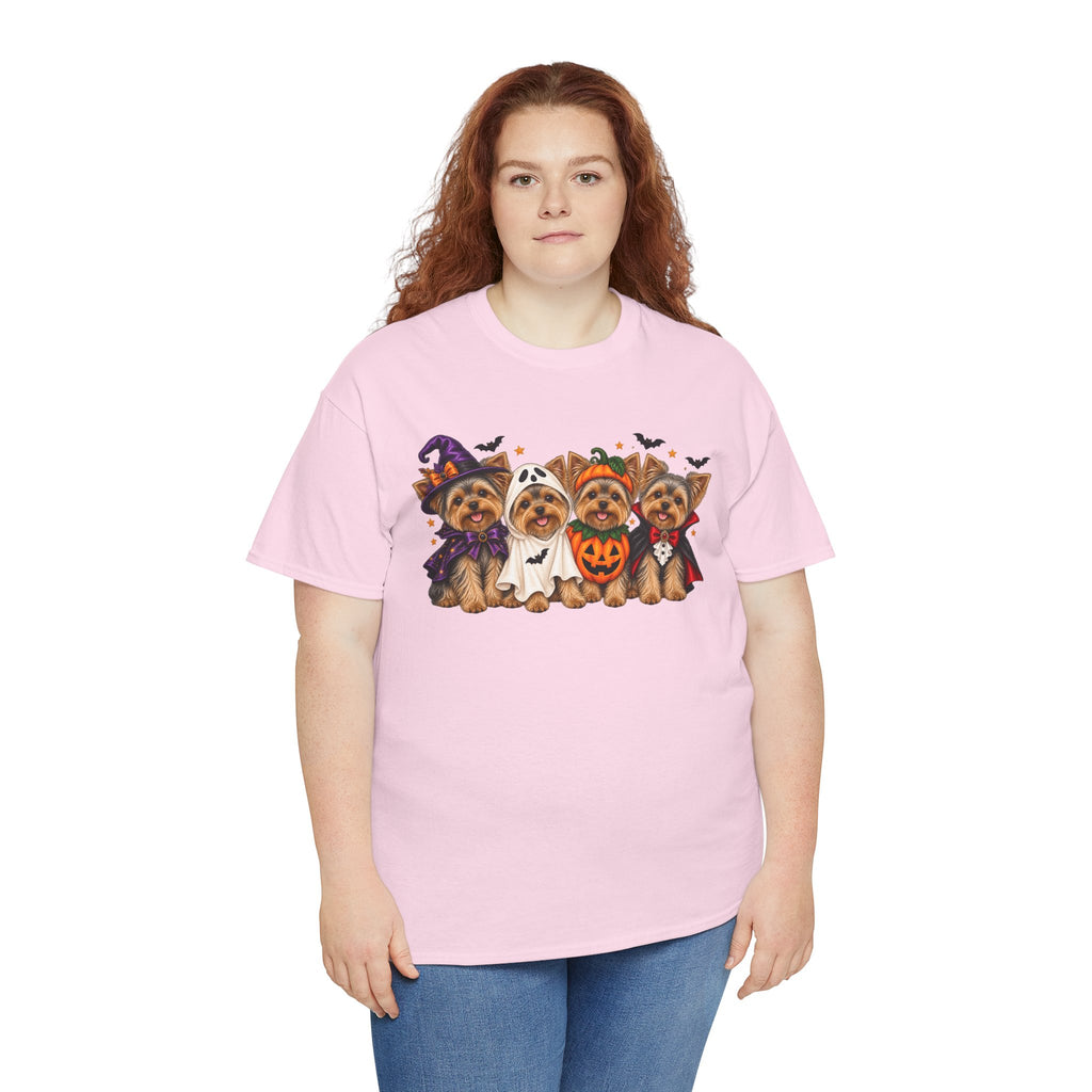 Halloween Yorkie T-Shirt — Cute Yorkies in Costumes (Pumpkin, Ghost, Witch, Vampire)