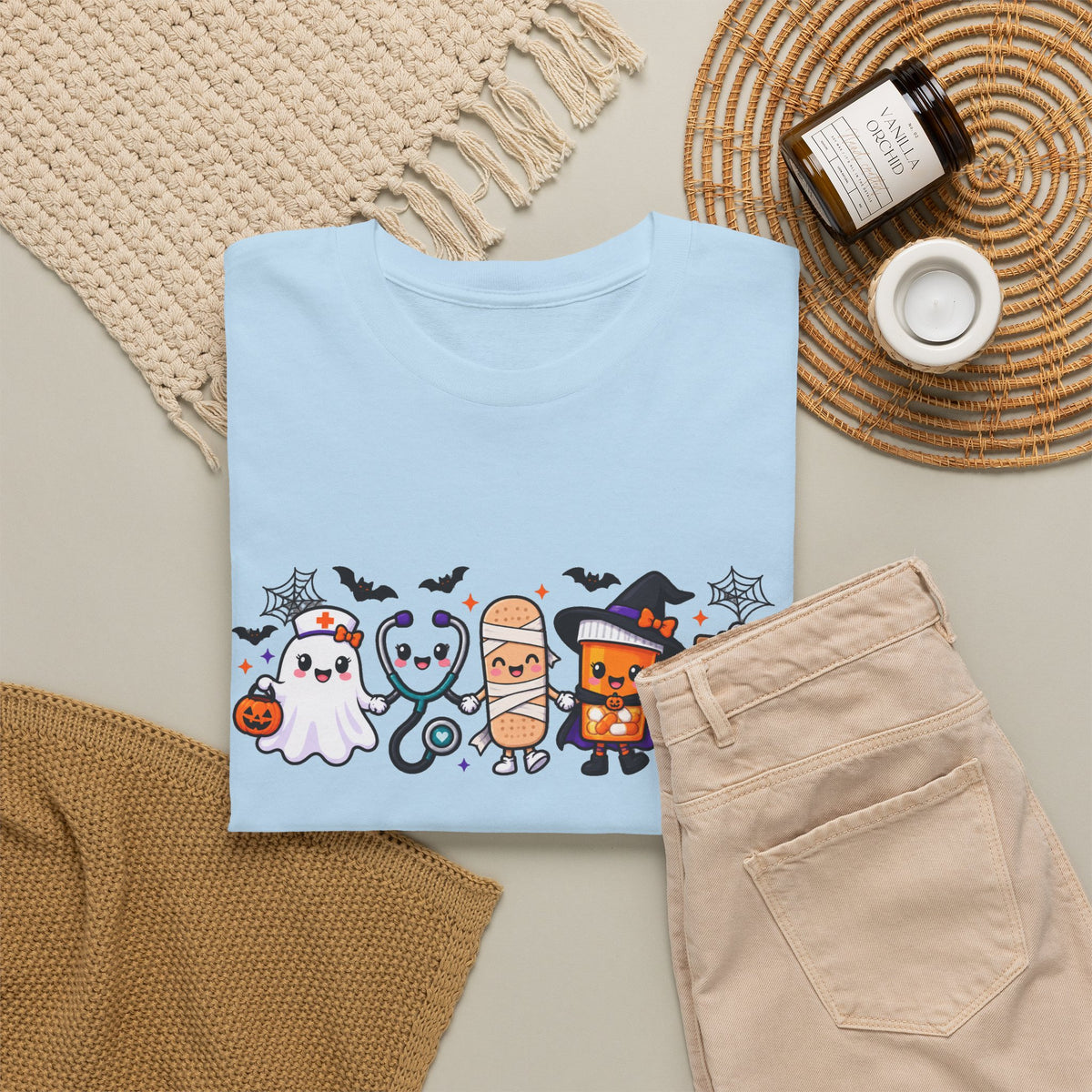 Halloween Candy Characters Tee — Cute Trick-or-Treat Ghosts & Candy Corn Shirt