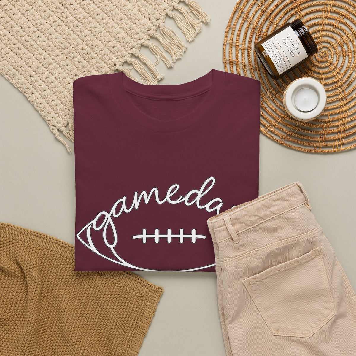 Gameday Football Tee — 'gameday' Script Football Graphic T-Shirt