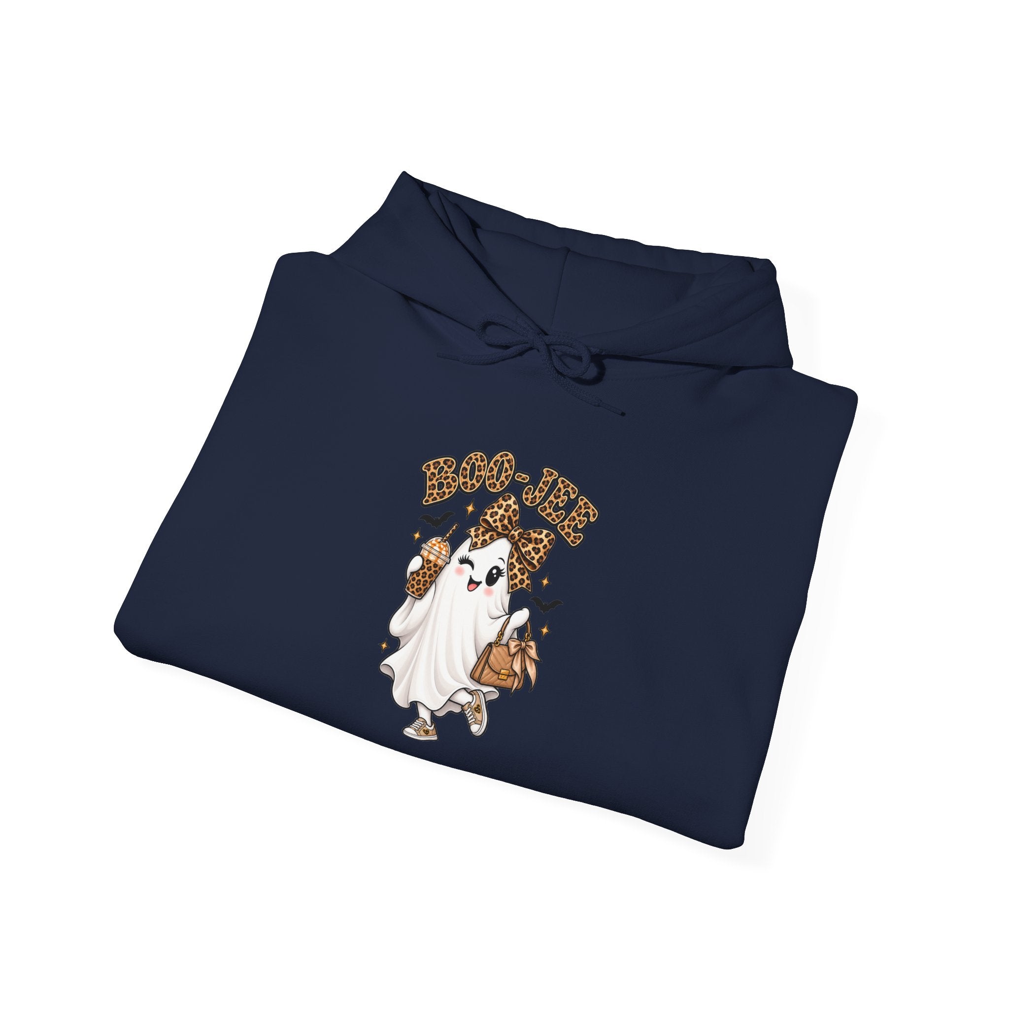 Leopard Bow Ghost Hoodie — Cute Halloween Pumpkin Sweatshirt
