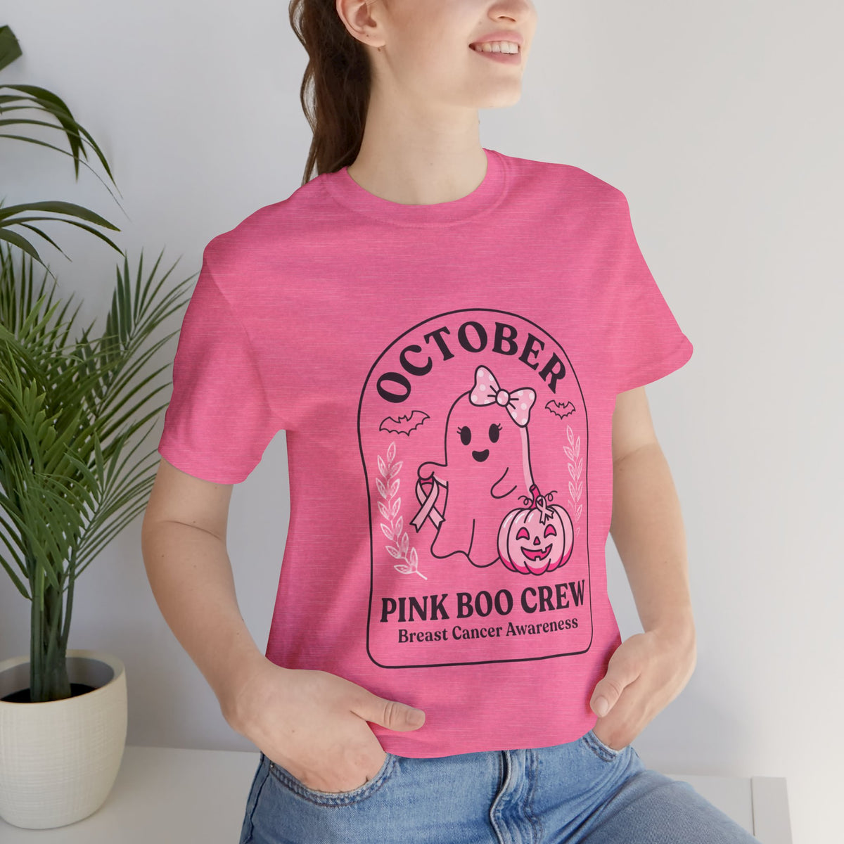 October Pink Boo Crew Tee — Breast Cancer Awareness Ghost T-Shirt