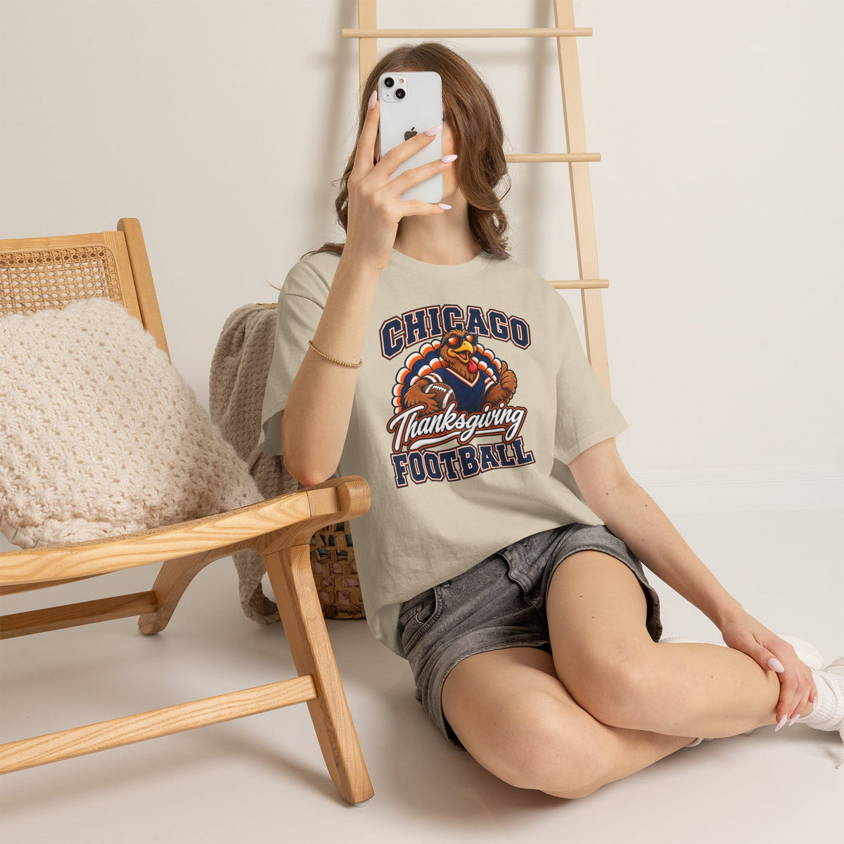 Chicago Thanksgiving Football T-Shirt — Turkey Mascot Game Day Tee
