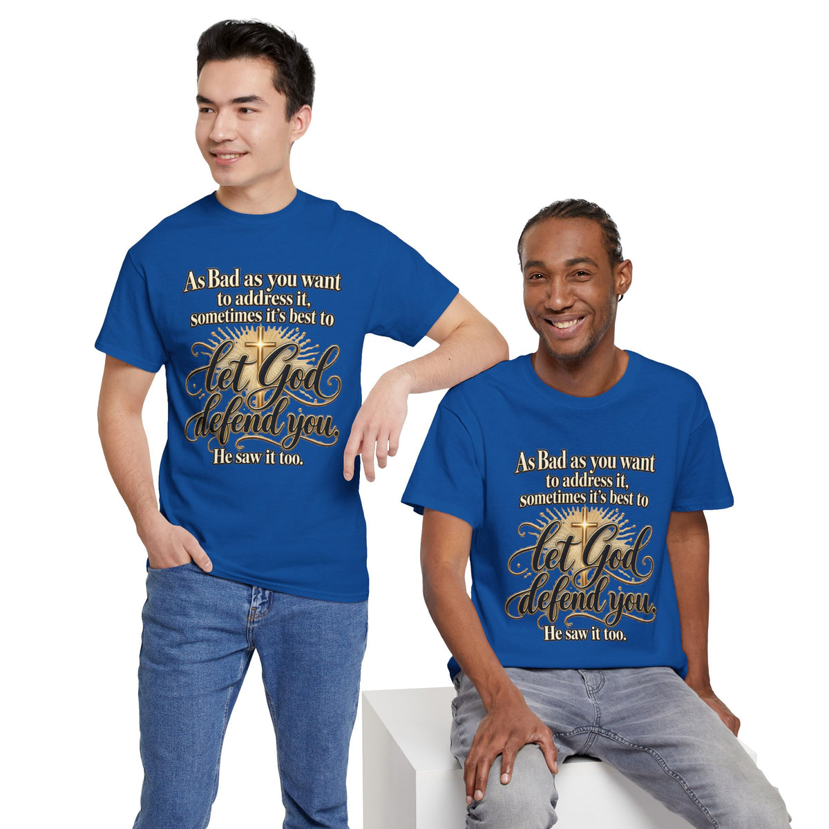 Let God Defend You Inspirational Christian T-Shirt