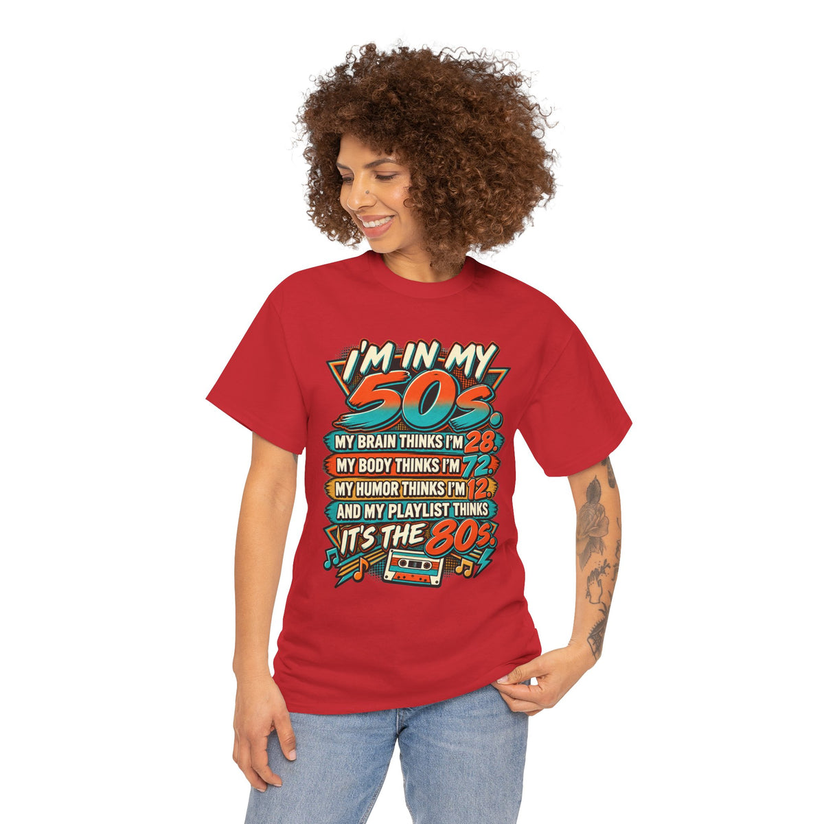 Retro 50s Birthday T‑Shirt — "I'm in My 50s" 80s Playlist Cassette Tee