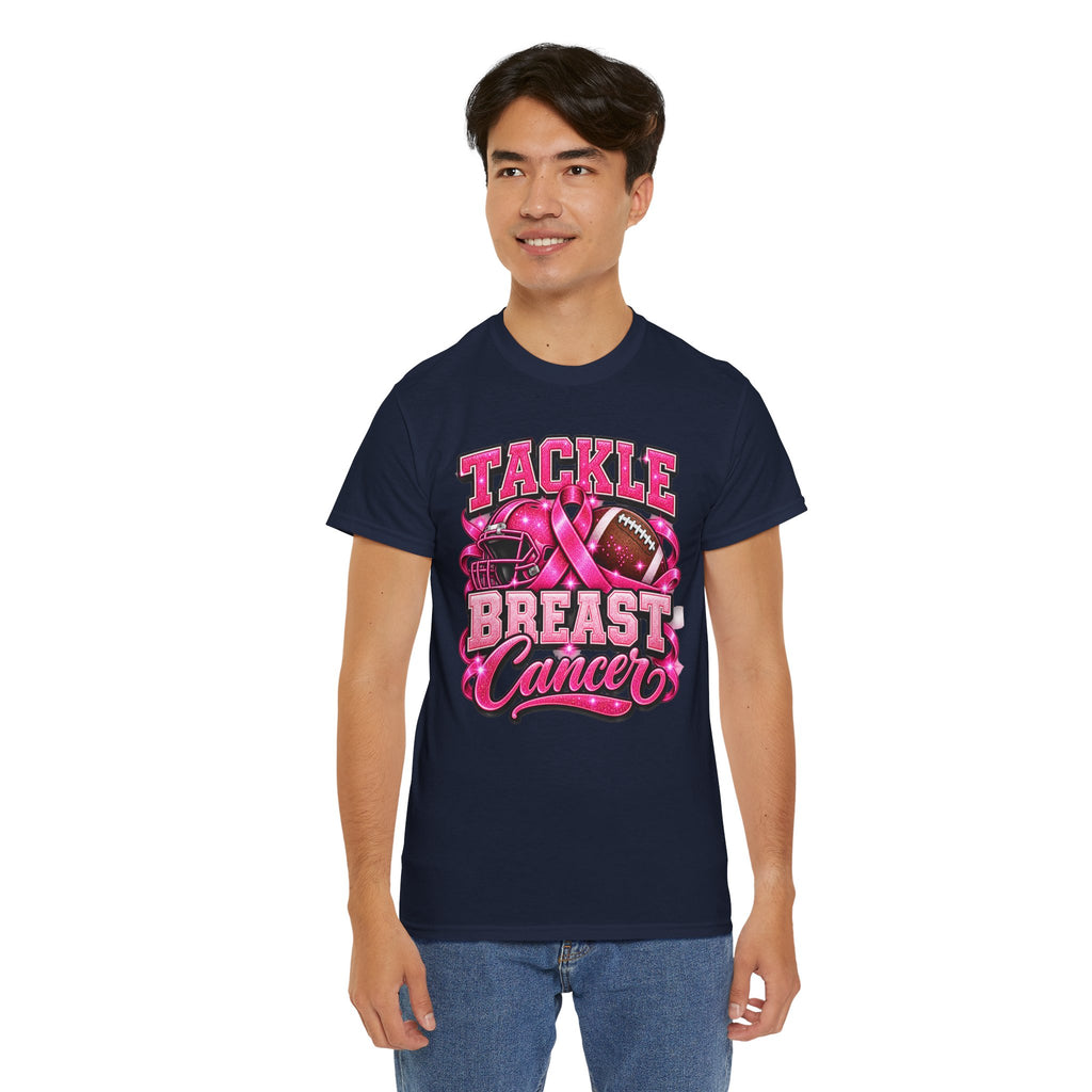 T-Shirt — "Tackle Breast Cancer" Pink Football Awareness Tee