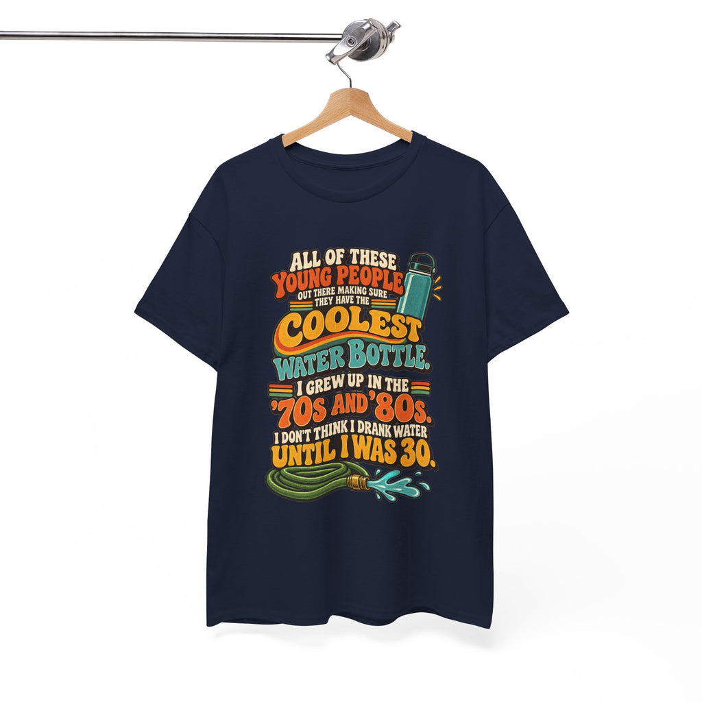 Retro 70s-80s Funny Water Bottle Tee — "Coolest Water Bottle" Graphic T-Shirt