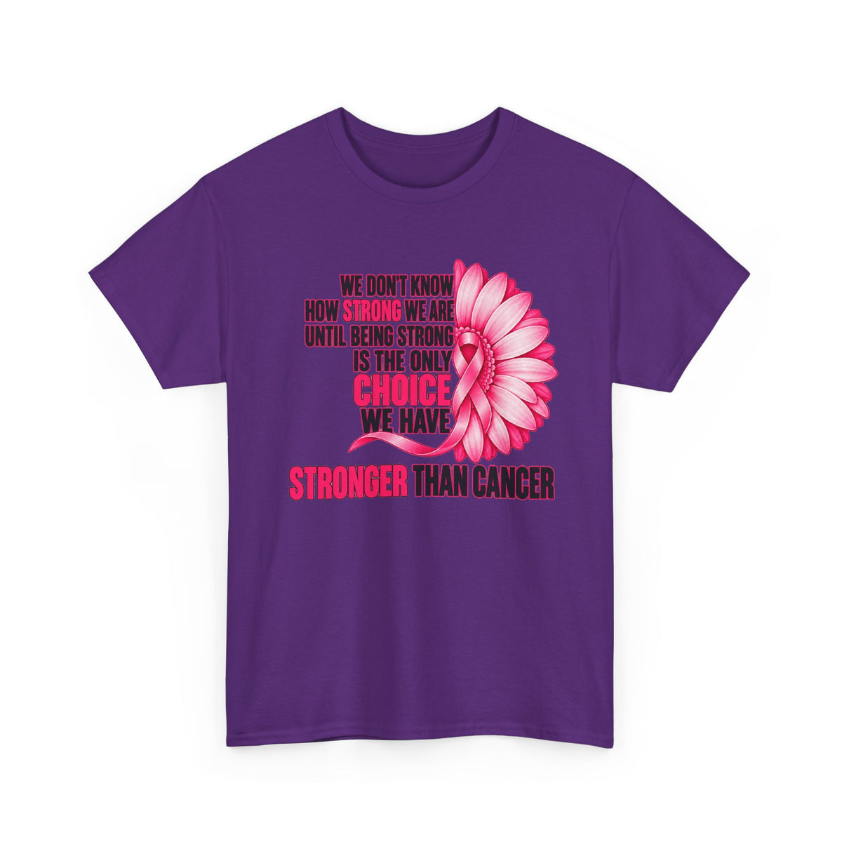 Breast Cancer Awareness T-Shirt - "Stronger Than Cancer" Floral Support Tee