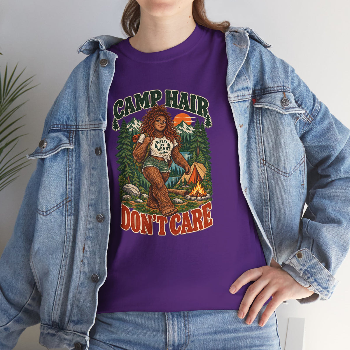 Camp Hair Don't Care T-Shirt — Retro Camping Graphic Tee
