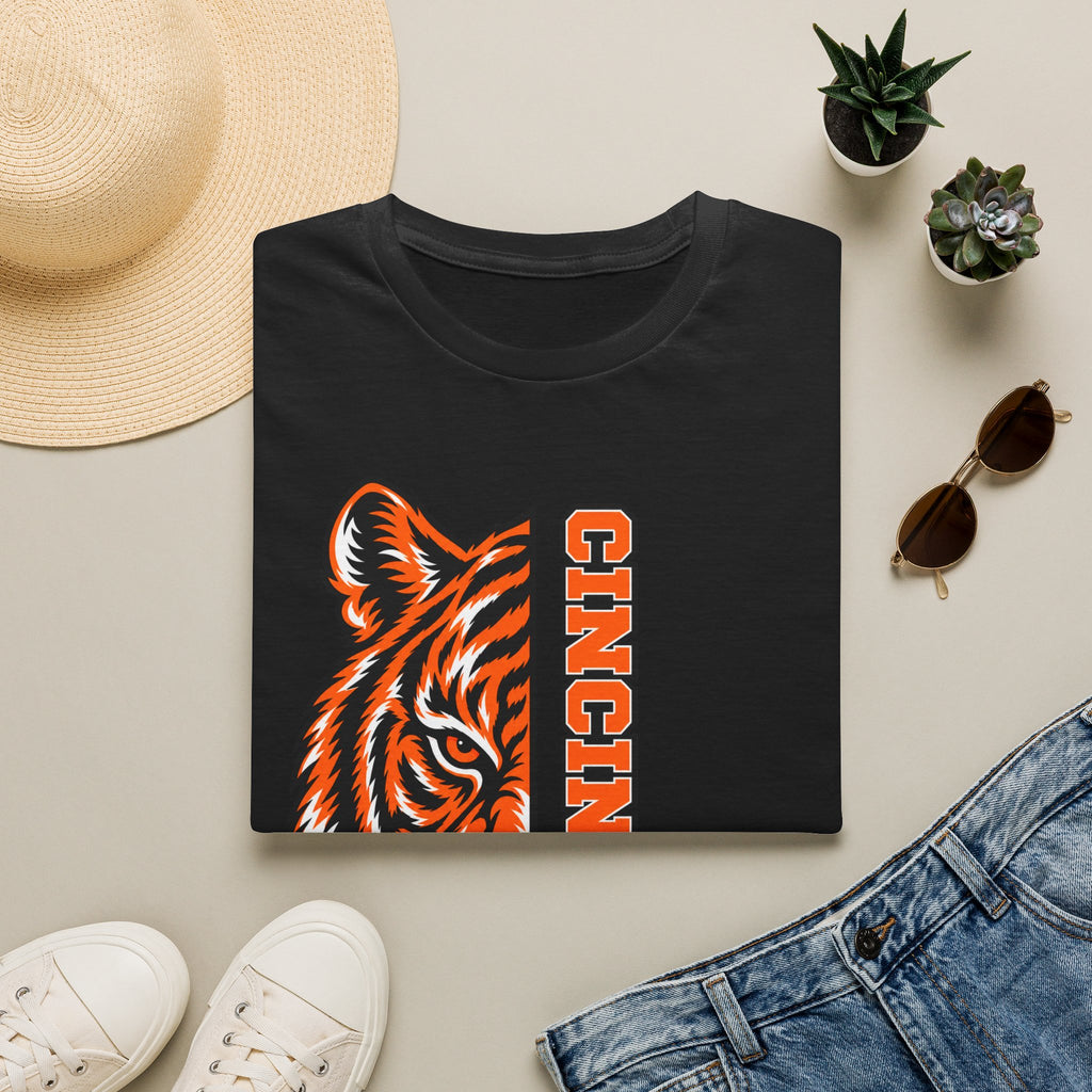 Cincinnati Tiger Head Vertical Graphic T-Shirt