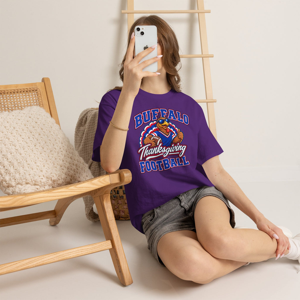 Buffalo Thanksgiving Football T-Shirt — Turkey Mascot Game Day Tee