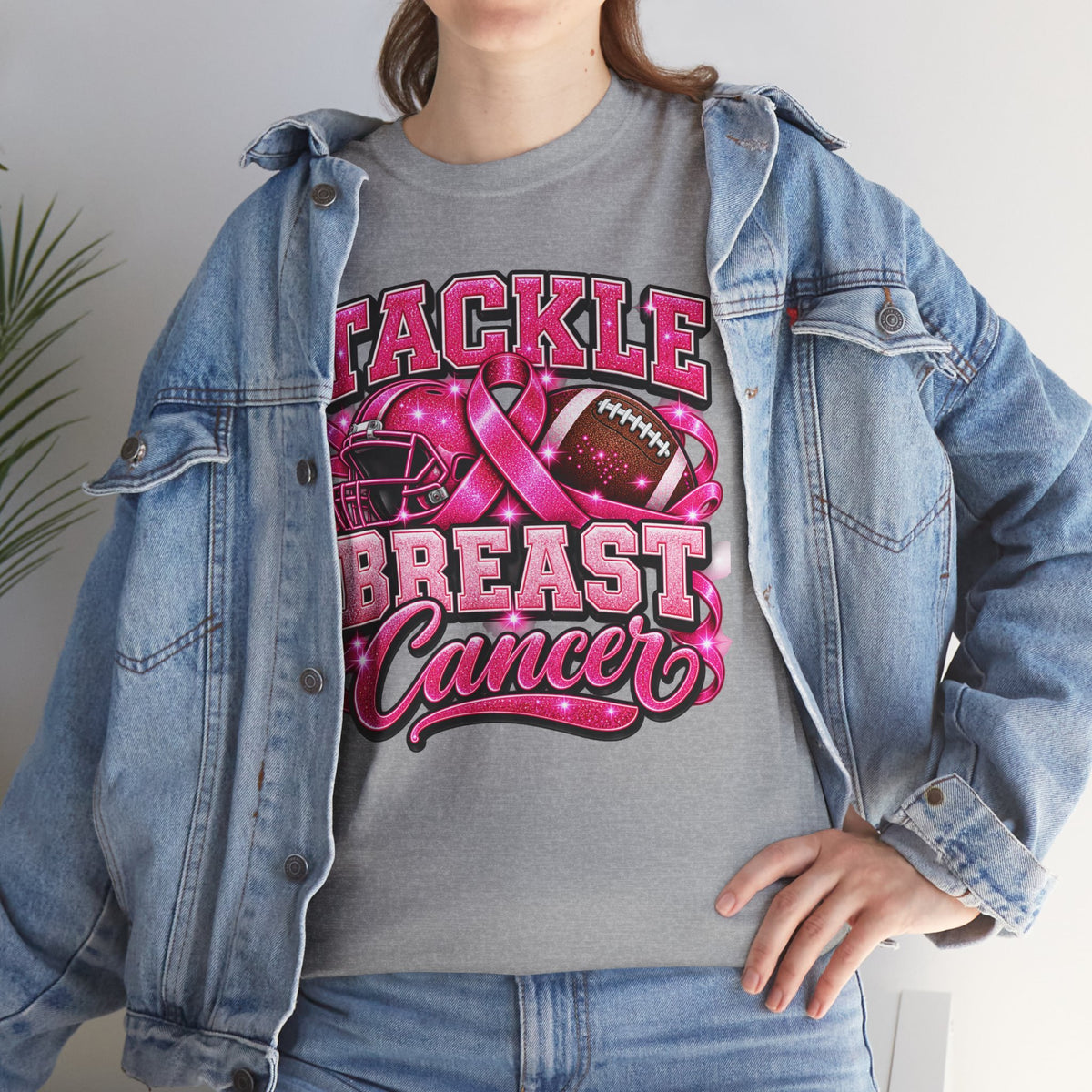 T-Shirt — "Tackle Breast Cancer" Pink Football Awareness Tee