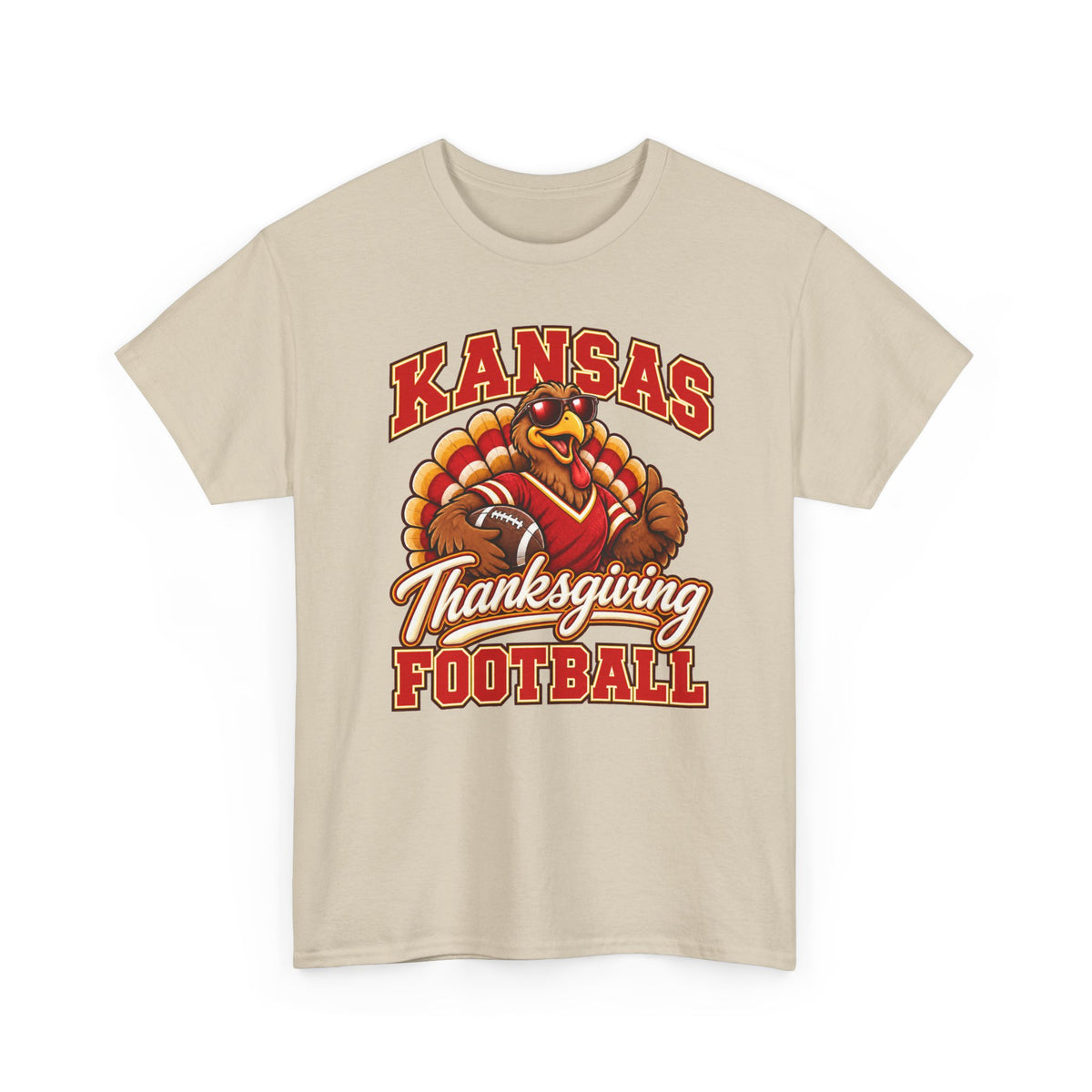 Kansas Thanksgiving Football T‑Shirt — Turkey Mascot Holiday Game Tee