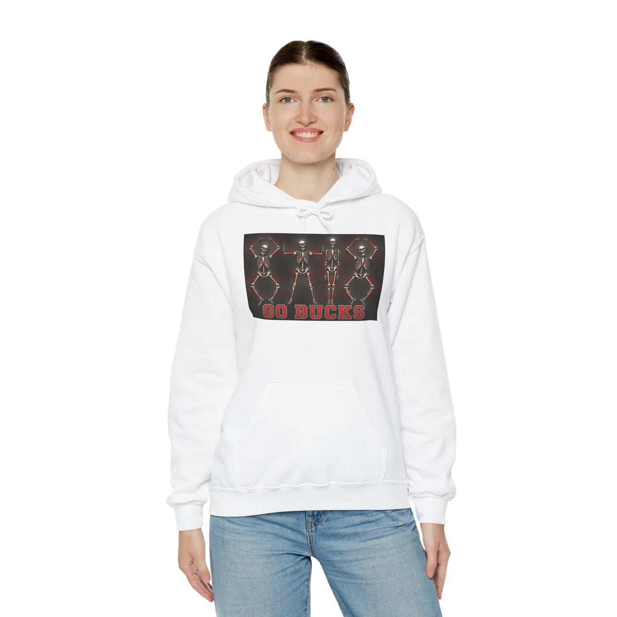 Go Bucks Hoodie — Vintage Red Deer Antlers Graphic Hooded Sweatshirt