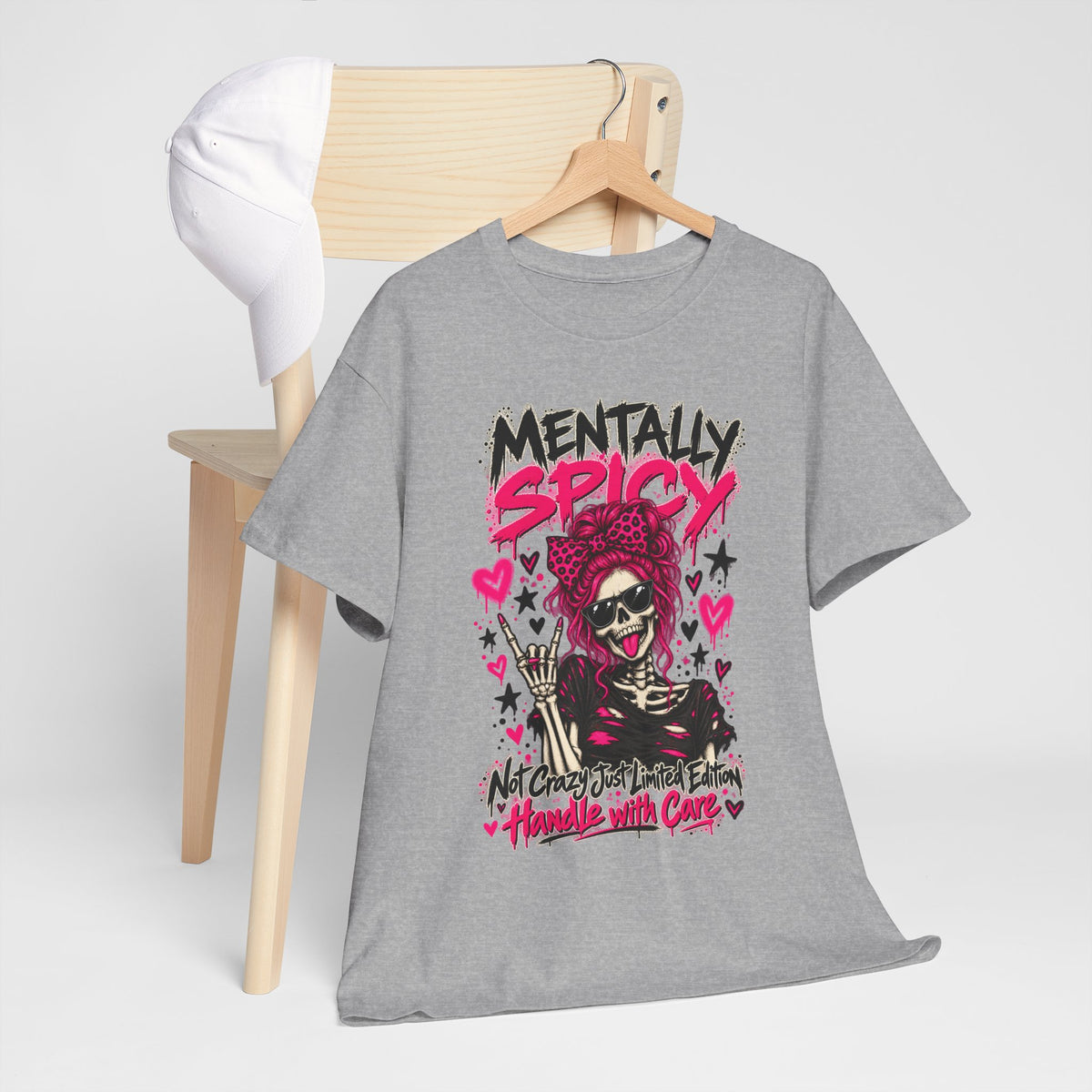 Mentally Spicy Skeleton Graphic T-Shirt