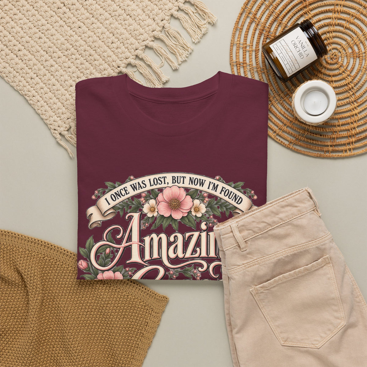 Amazing Grace Floral T-Shirt — Vintage Christian Faith Tee