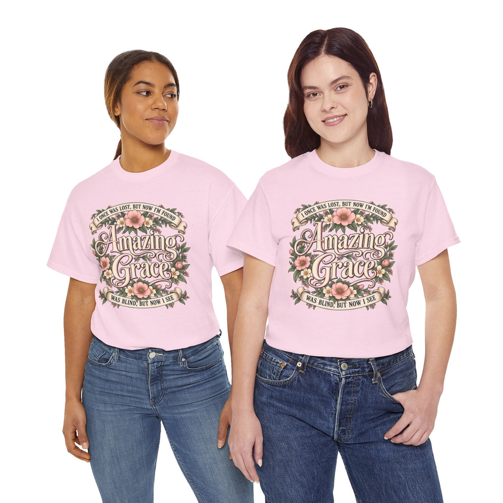 Amazing Grace Floral T-Shirt — Vintage Christian Faith Tee