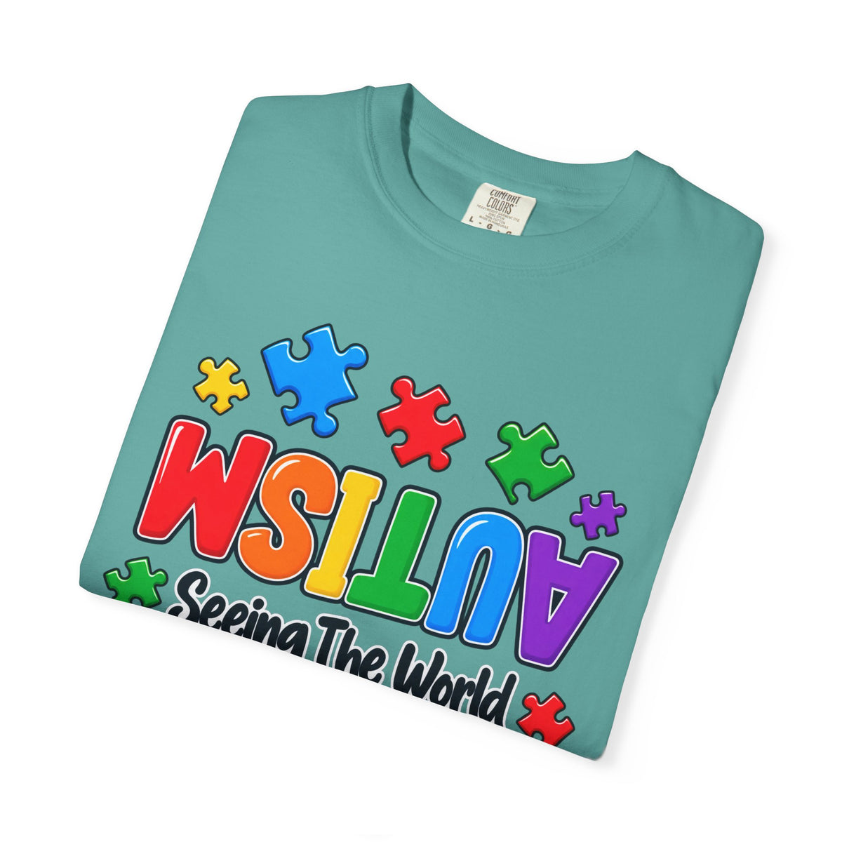 Autism Awareness T-Shirt — "Seeing the World From a Different Angle" Puzzle Design