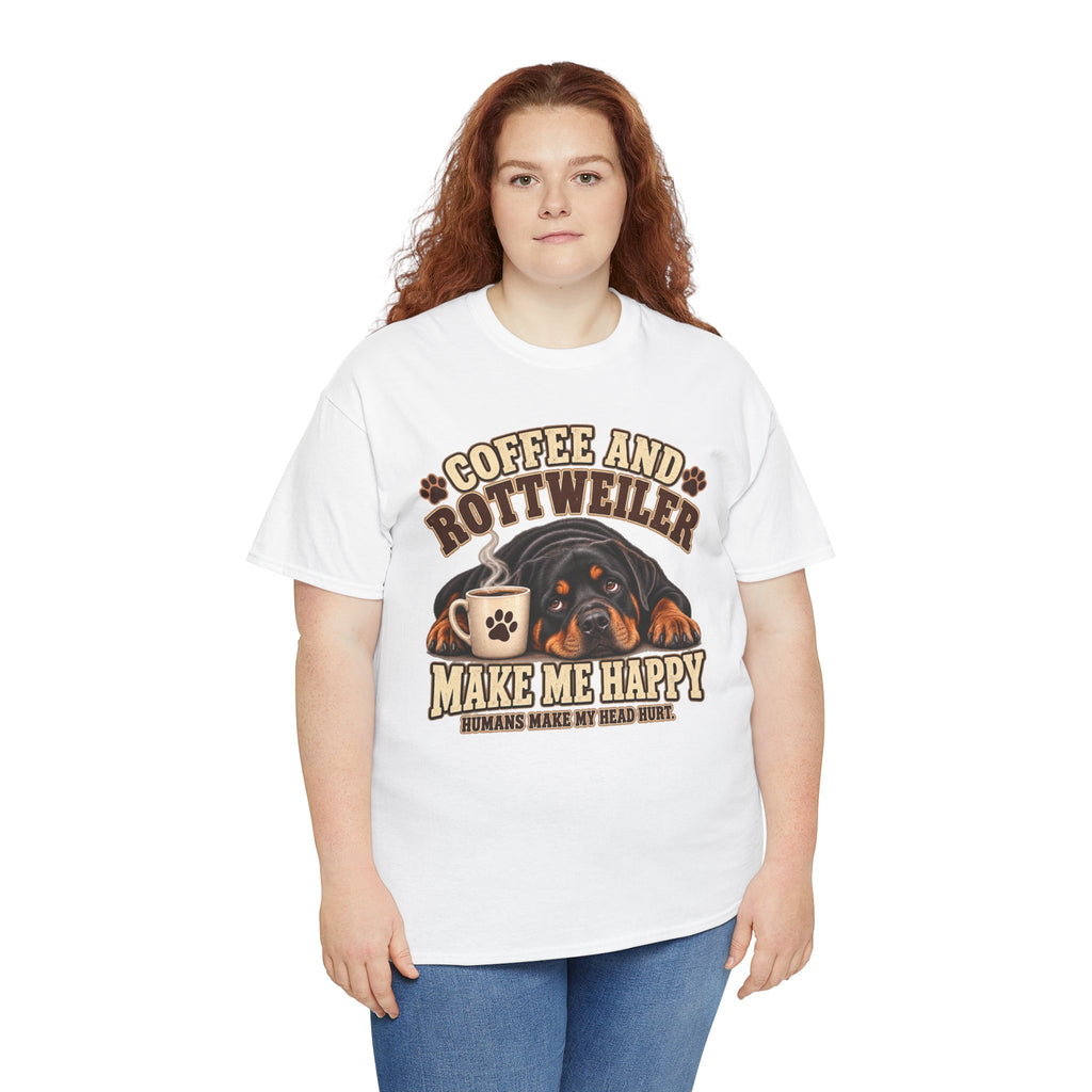 Coffee and Rottweiler Tee — "Coffee and Rottweiler Make Me Happy" Dog Lover Shirt