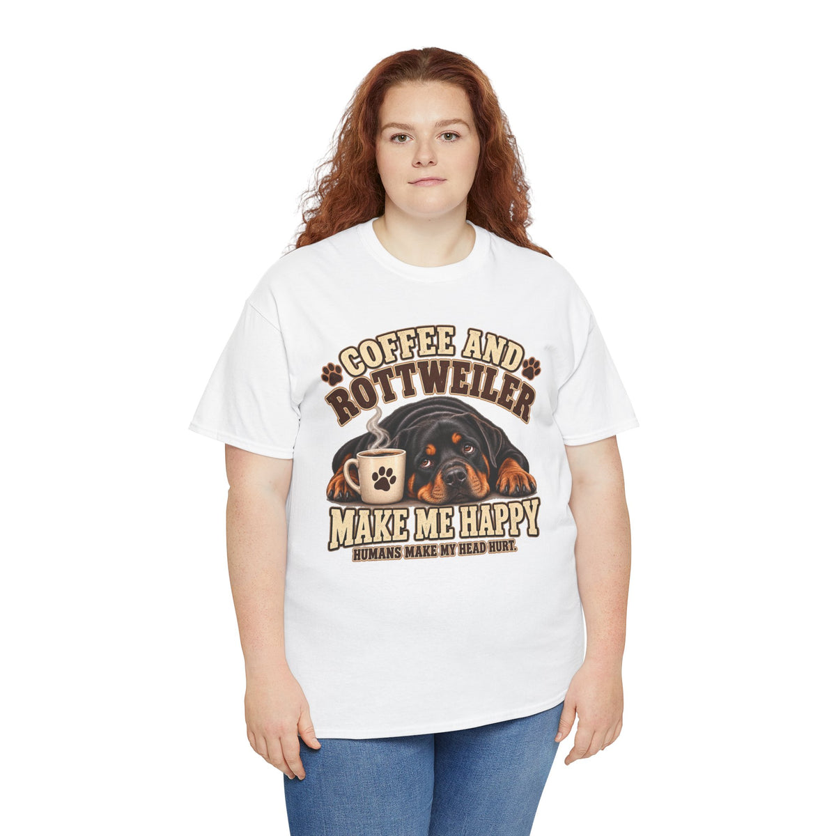 Coffee and Rottweiler Tee — "Coffee and Rottweiler Make Me Happy" Dog Lover Shirt