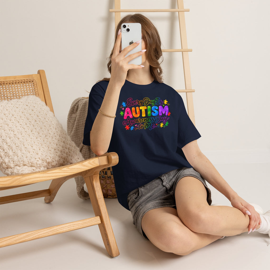 Autism Awareness T-Shirt — "Every Day Is Autism Awareness Day to Me" Colorful Puzzle Tee