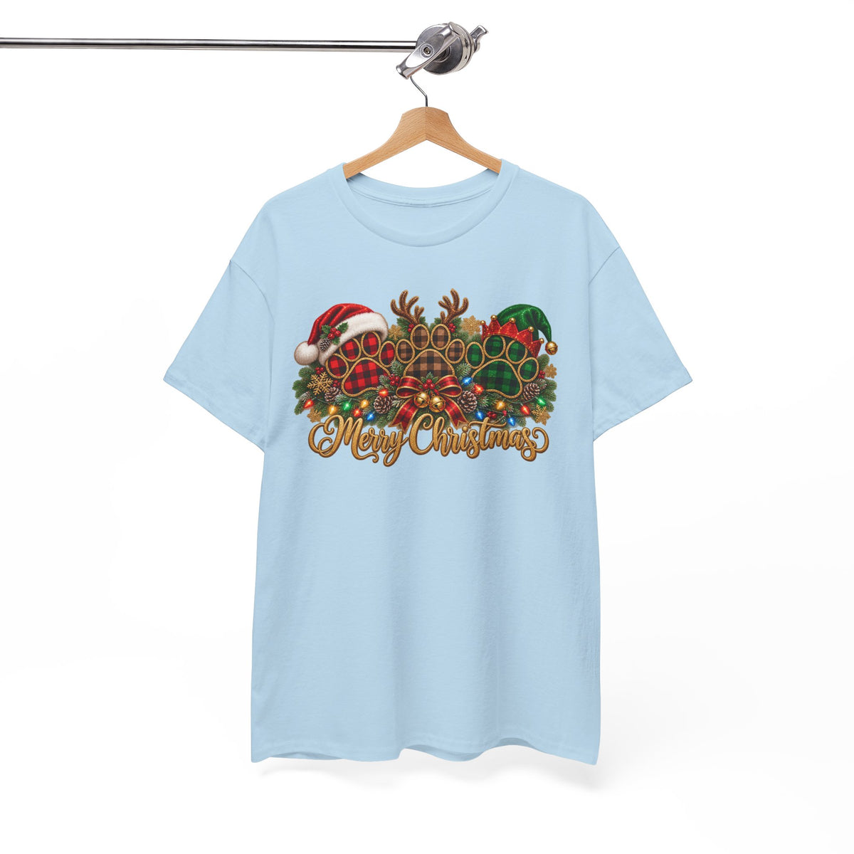 Merry Christmas Paw Prints Holiday Graphic Tee